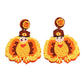 Pendants d'oreilles en perles en forme de dinde de Thanksgiving jaune