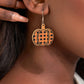 Russet Orange Plaid Print Pumpkin Shape Autumn Drop Earrings