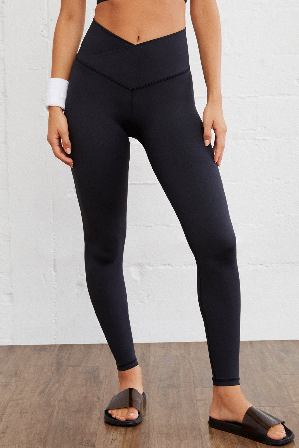 Leggings noir sans couture à la taille arquée