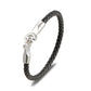 Bracelet en cuir tressé boucle simple en acier inoxydable pour homme