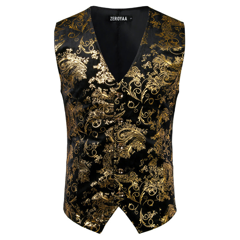 Gilet Steampunk doré pour homme, costume, mariage, sans manches