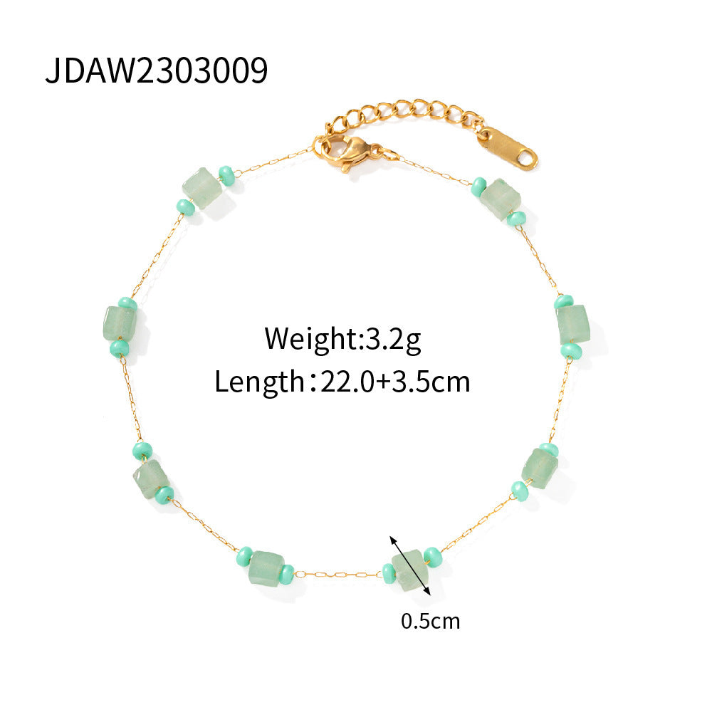 Bracelet de cheville en perles de couleur bohème simple et polyvalent pour femme