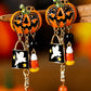 Boucles d'oreilles en strass orange Halloween Citrouille Fantôme Tassel