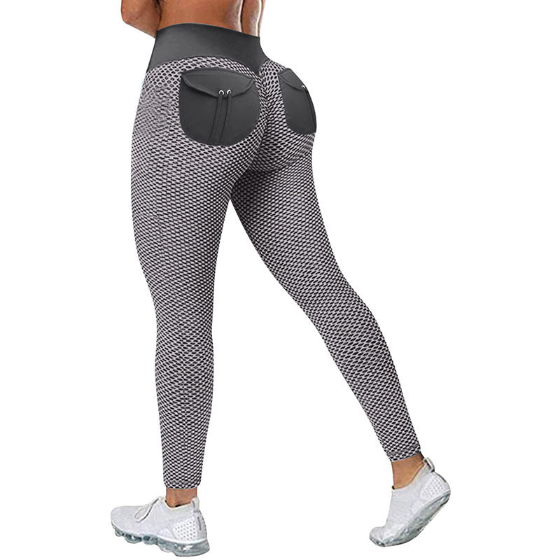 Pantalon de sport nid d'abeille avec poche taille haute