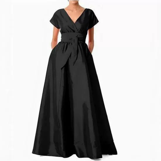 Robe de soirée col en V hôte grand costume gare internationale fête annuelle banquet longue