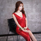 Robe de soirée rouge à col en V profond pour bar, discothèque, Miss KTV, uniforme Net, célébrité, robe d'ancre féminine, costume de modèle de voiture