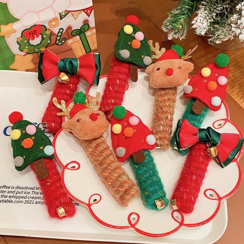 Bandeau élastique de Noël pour enfants, avec fil et spirale pour cheveux, accessoires de coiffure pour enfants.