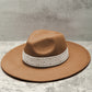 Chapeau de cow-boy tissé à bord plat, patchwork western marron