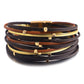 Bracelet vintage en cuir souple avec perles pour femme