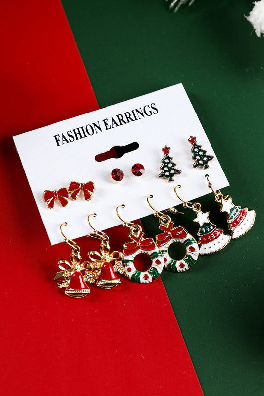 Set de 6 paires de boucles d'oreilles en forme de noeud pour l'arbre de Noël