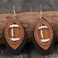 Pendants d'oreilles en cuir PU en forme de rugby marron