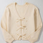 Jet Stream Plain Bowknot Knit Cropped Cardigan