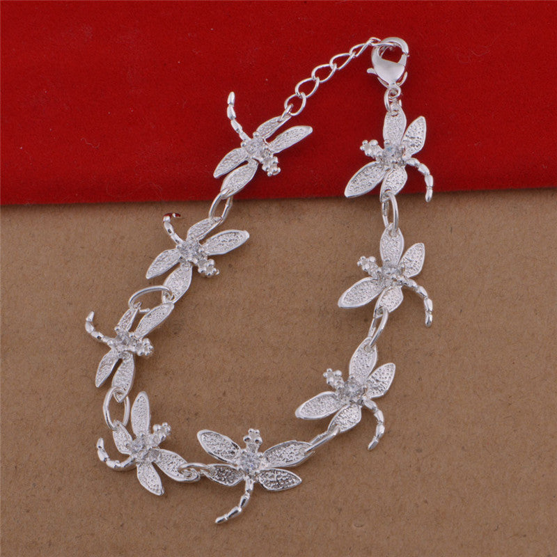 Bracelet collier libellule plaqué argent
