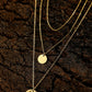 Collier en alliage avec pendentif disque multi-couches en or