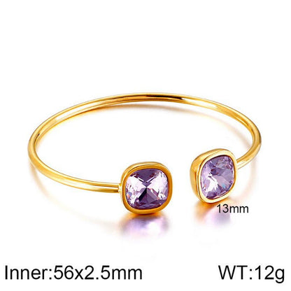 Bracelet en acier inoxydable avec ouverture carrée et creuse