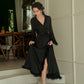 Robe de soirée longue en satin à plumes pour femme