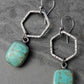 Pendants d'oreilles géométriques en turquoise vintage verte