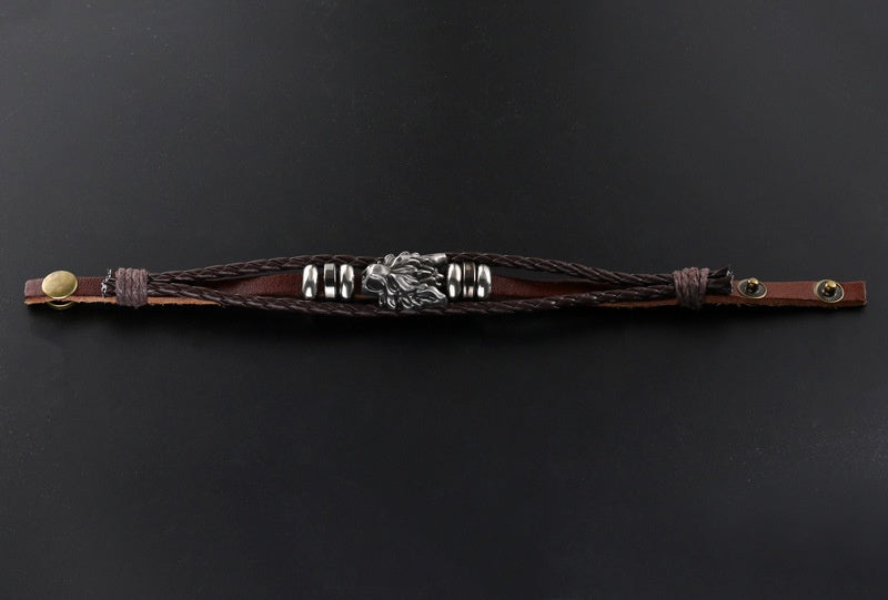 Bracelet de loup en cuir vintage