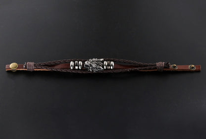 Bracelet de loup en cuir vintage