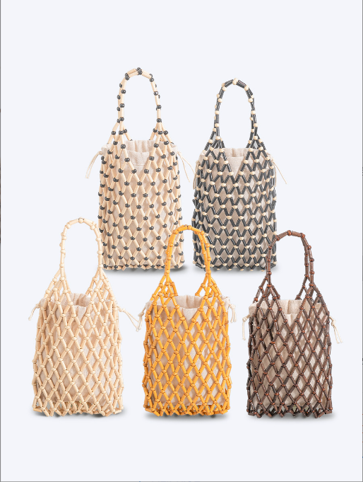 Sac Tissé Femme – Perles en Bois, Design Unique & Fait Main