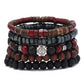 Bracelet de perles de bois multicouches
