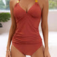 Maillot de bain deux pièces de couleur pure, dos nu, fendu et noué, pour femmes