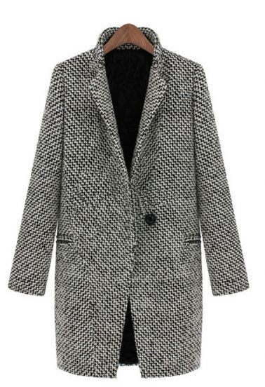 Trench-coat pied-de-poule long pour femme