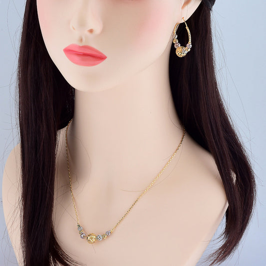 Collier et boucles d'oreilles multicolores en perles rondes