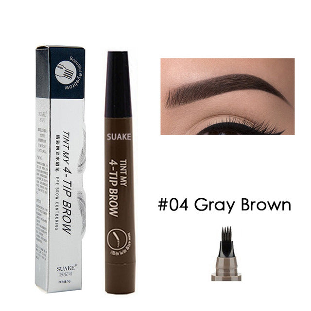 Stylo teinture sourcils – 4 embouts, 5 couleurs, waterproof, effet microblading.