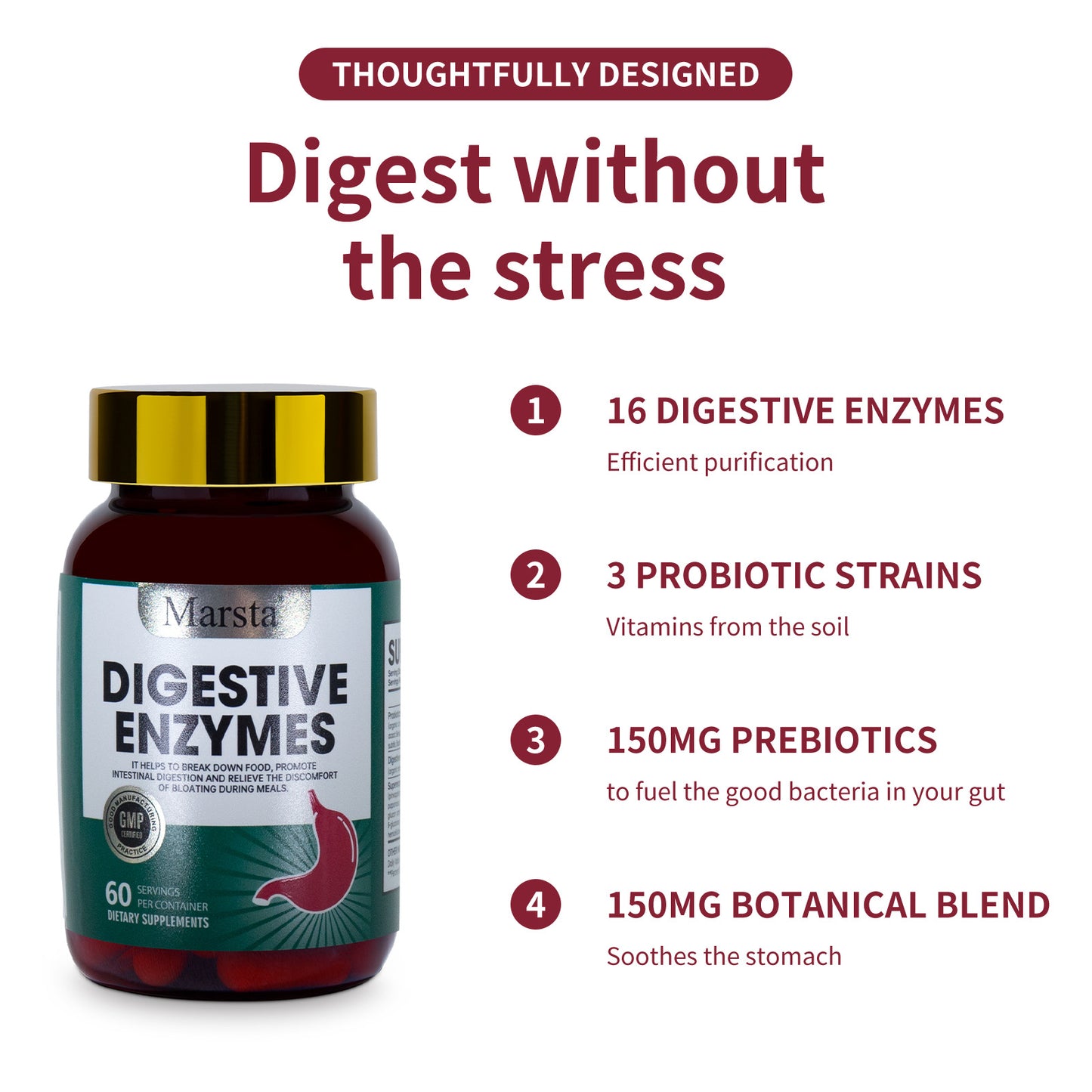 Capsules d'enzymes digestives et de probiotiques