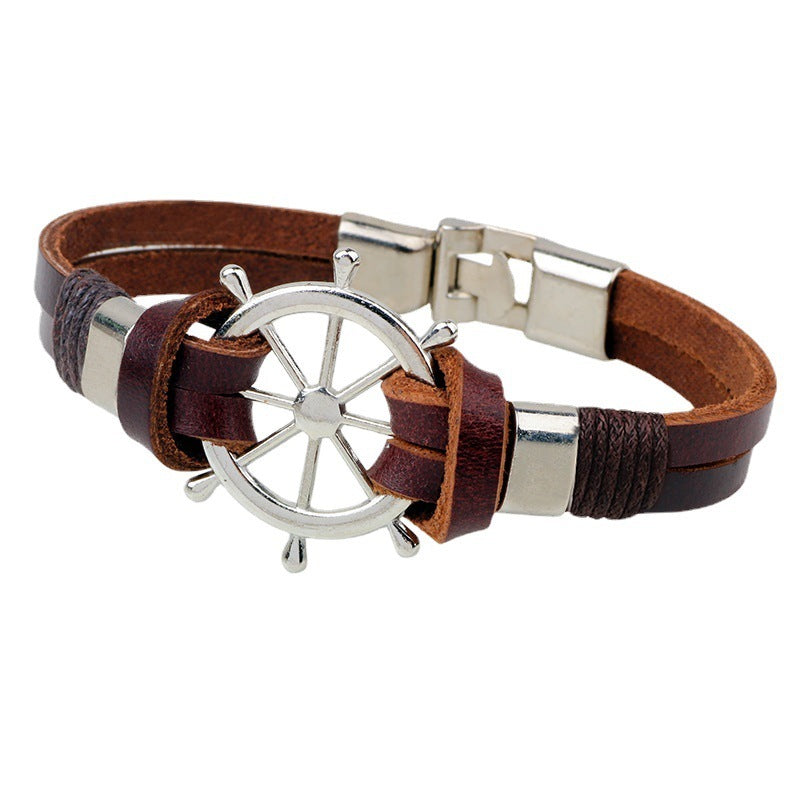 Bracelet de gouvernail en cuir de vache véritable