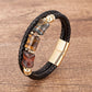 Nouveau Bracelet tressé en cuir avec pierres en bambou et œil de tigre