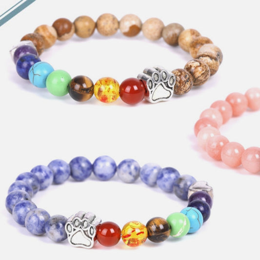 Bracelet en pierre naturelle colorée blanc bleu amour petit et cœur