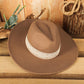 Chapeau de cow-boy tissé à bord plat, patchwork western marron