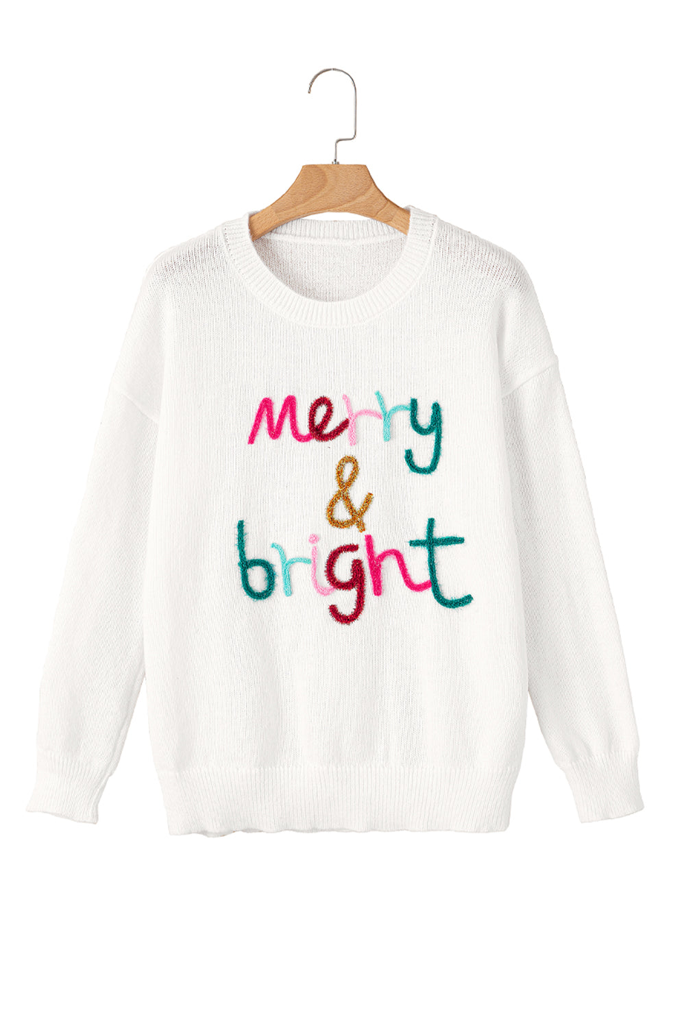 Pull en tricot à col rond Merry & Bright à paillettes blanches