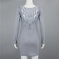 Robe courte élégante en dentelle patchwork pour femmes, manches longues, vêtements coréens, slim, moulante, robe de soirée