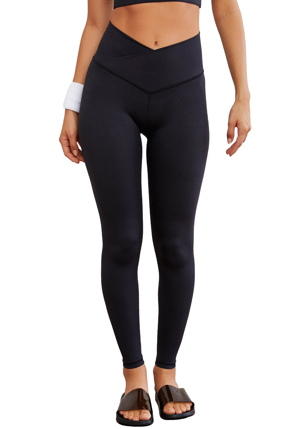 Leggings noir sans couture à la taille arquée