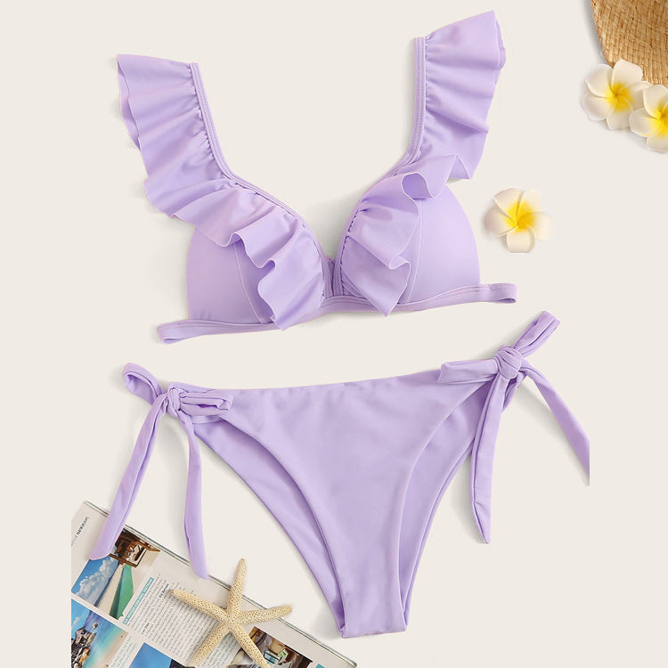 Maillot de bain sexy à volants et noué