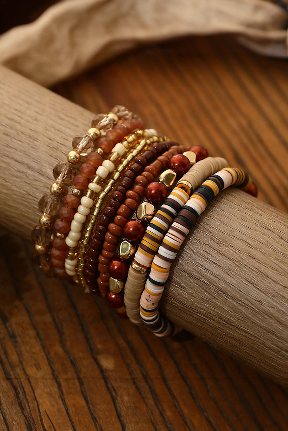 eu de 9 bracelets en perles Vintage Camel