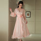 Robe de soirée longue en satin à plumes pour femme