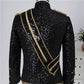 Costume de chanteur de rock pour hommes, col montant, paillettes, pour banquet