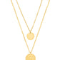 Collier en alliage avec pendentif disque multi-couches en or