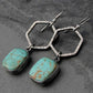 Pendants d'oreilles géométriques en turquoise vintage verte