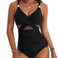 Maillot de bain une pièce en maille de couleur pure pour femmes