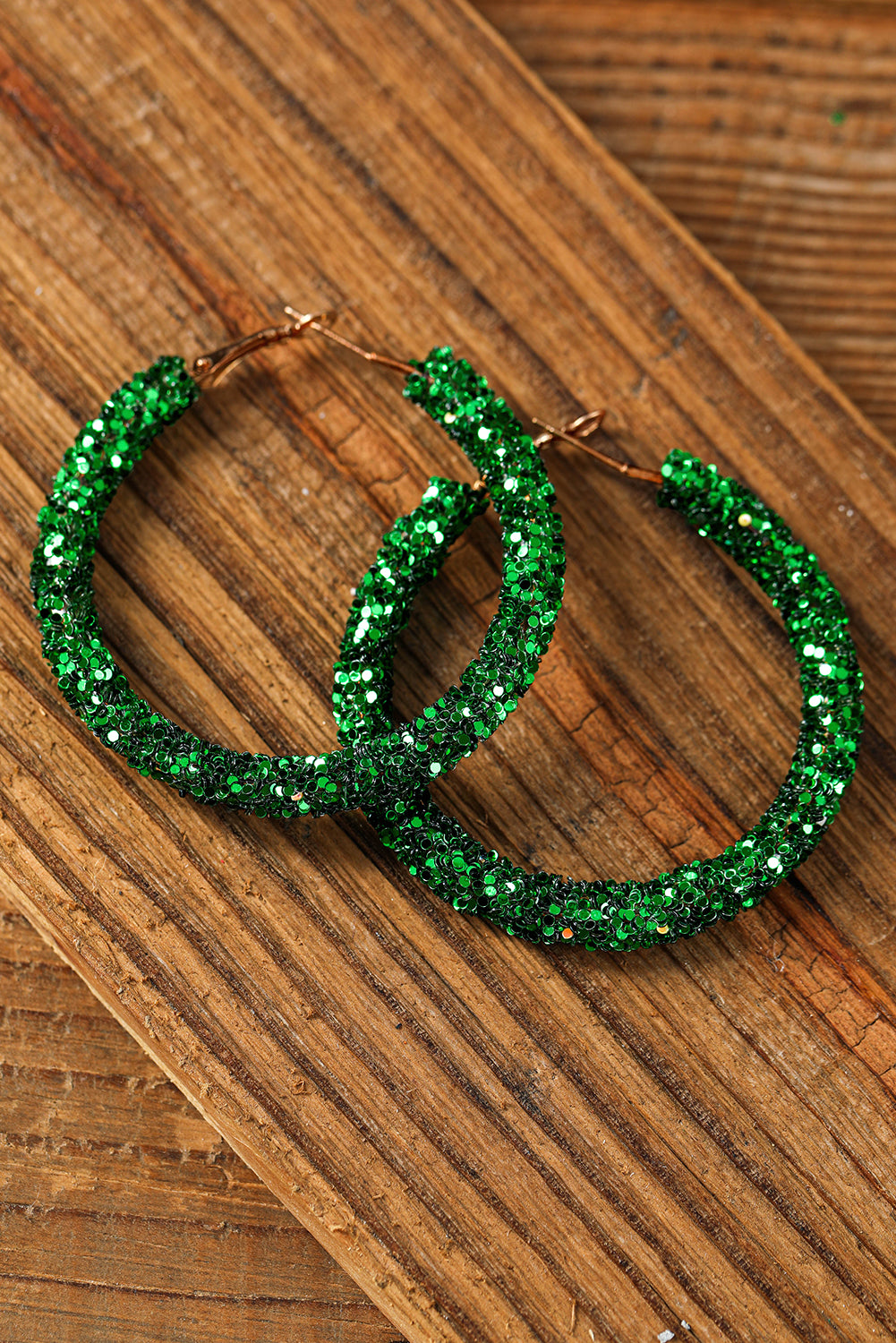 Boucles d'oreilles à paillettes vert foncé