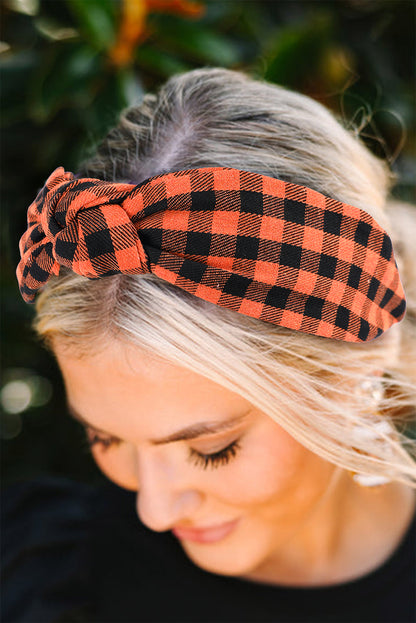 Bandeau noué Halloween Orange Plaid Print