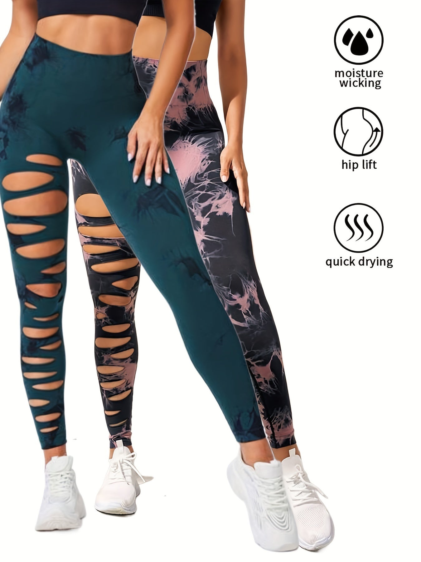 Paquet de 2leggings taille haute élastique pour femme.