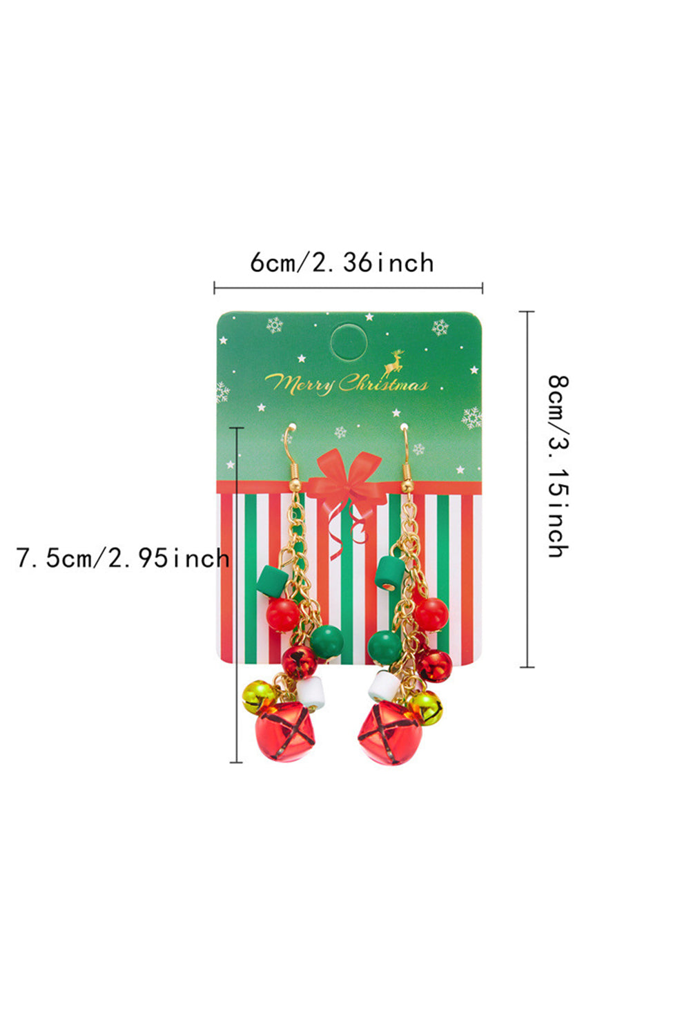 Boucles d'oreilles à crochets en forme de cloches de Noël rouges