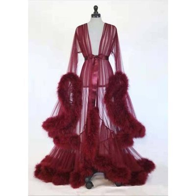 robe soirée en fourrure, transparente, sexy, pour femmes matures, chemises de nuit, longues robes de mariée