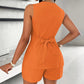 Ensemble d'été 2 pièces pour femmes - gilet sans manches à col en V et short à boutons